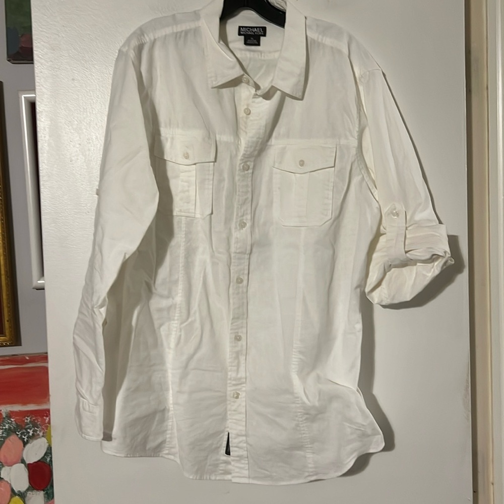 Michael Michael Kors mens white convertible long sleeve shirt